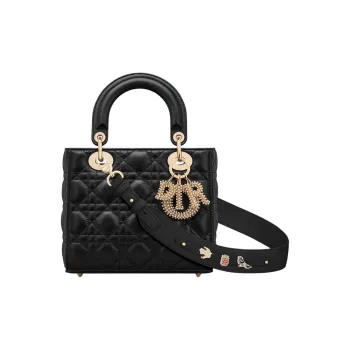 DIOR Lady DiorMy ABCDior Sheepskin Lady Dior Bag, Shoulder Bag, Crossbody Bag, Handbag Small Size Women's Black