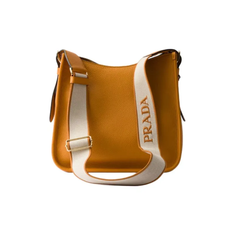 PRADA Cow Leather Shoulder Bag Medium Size Women's Orange-2