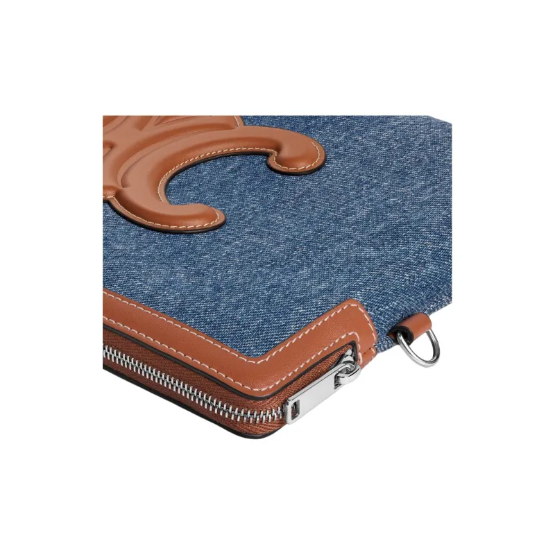 CELINE Denim Clutch Small Size Women's Blue-4
