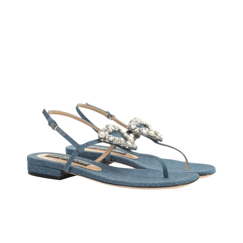 SERGIO ROSSI Godiva One Strap Sandals Women's Blue-2
