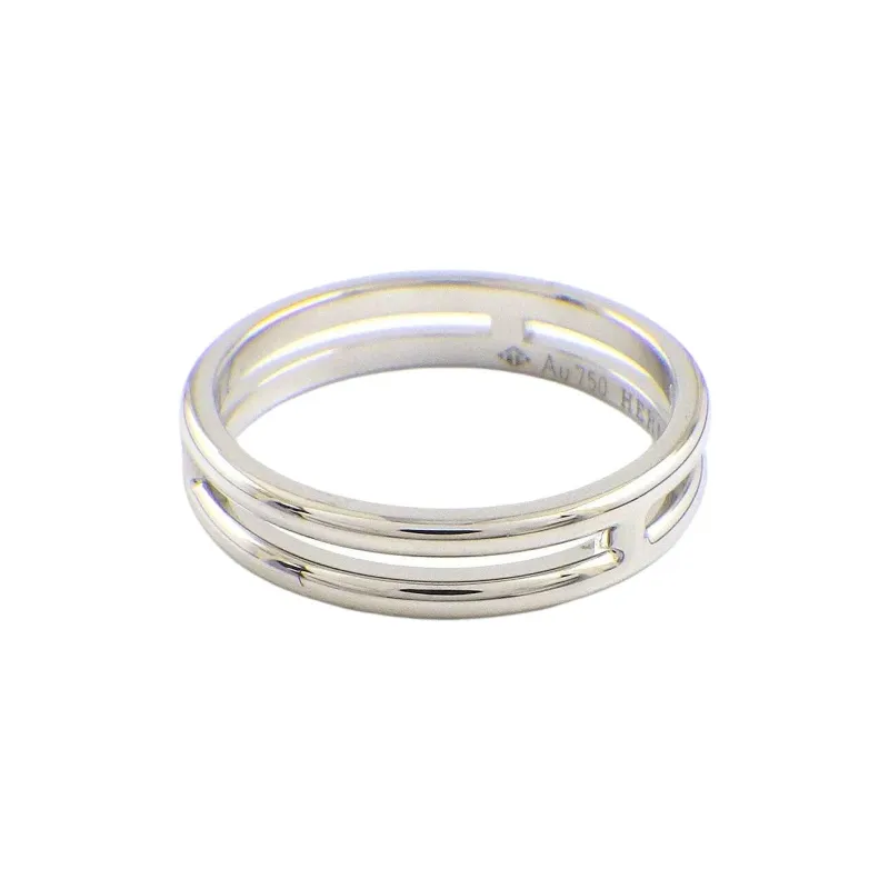 HERMES 18K White Gold Rings Unisex Silver-0