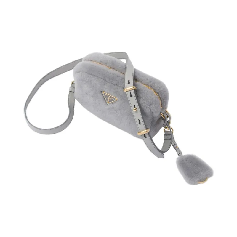 PRADA Shearling Crossbody Bag Shoulder Bag Small Size Women's Cornflower Blue-2