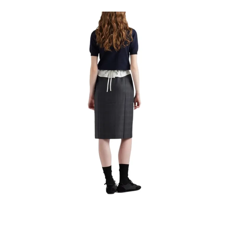 PRADA High Waist Straight Hem Skirt-2