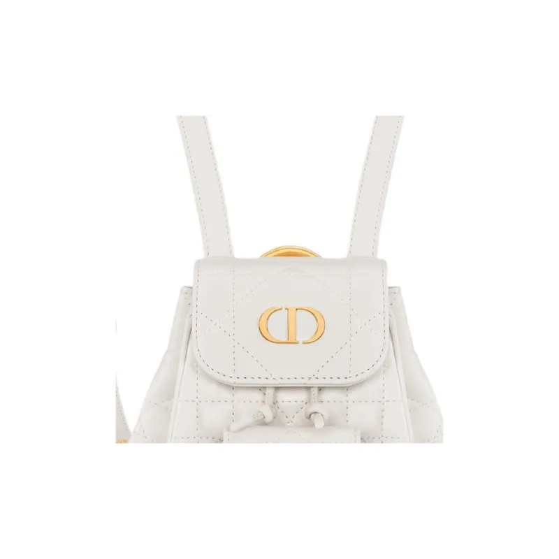 DIOR Caro Sheepskin With Cow Leather Backpack Micro Women's Milk White-4