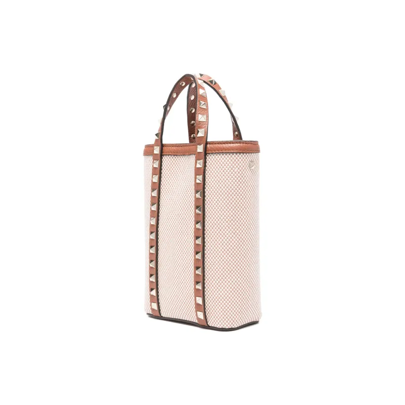 Valentino GARAVANI Leather Tote Bag Shopping Bag Handbag Women's Brown & Beige-1