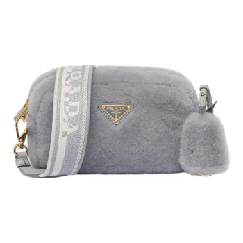 PRADA Shearling Crossbody Bag Shoulder Bag Small Size Women's Cornflower Blue