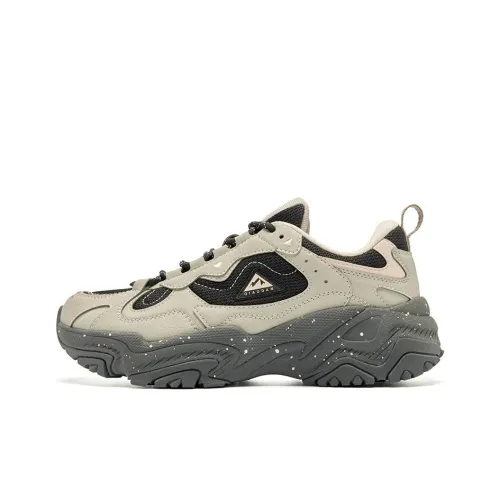 QIAODAN Non slip Wear resistant Shock Absorption Low Top Trail Running Sprint Running shoes where Women's Beige Black