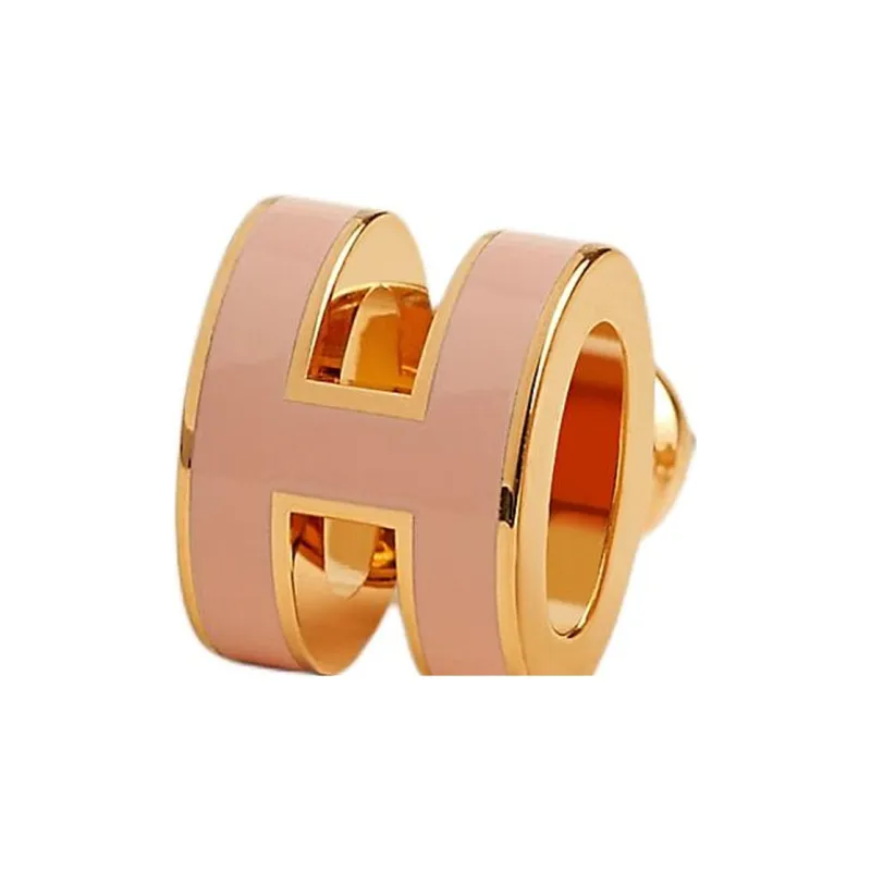 HERMES Metal Earrings Women's Rose Pink-1