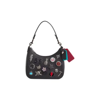COACH Hobo Cross Grain Leather Hobo Bag Shoulder Bag Small Size Women's Black