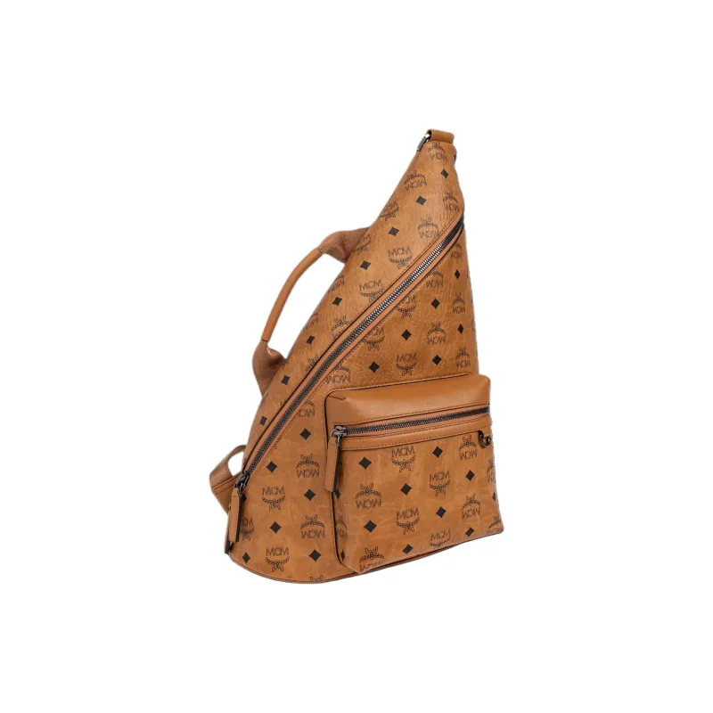MCM ArenVisetos Canvas Shoulder Bag, Crossbody Bag, Sling Bag Medium Size Women's Cognac-1