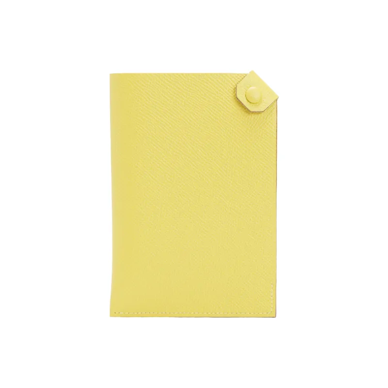 HERMES Tarmac Epsom Leather Passport Holder Trumpets Unisex 9R Lime Lemon-0
