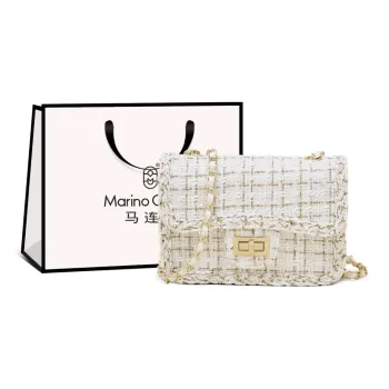 Marino Orlandi Fabric With Synthetic Leather Small Square Bag Shoulder Bag Women's Ecru