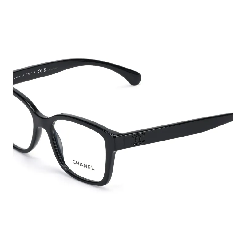 CHANEL Square Plate Frame Irregular Shape Eyeglass Frames Unisex Black-4