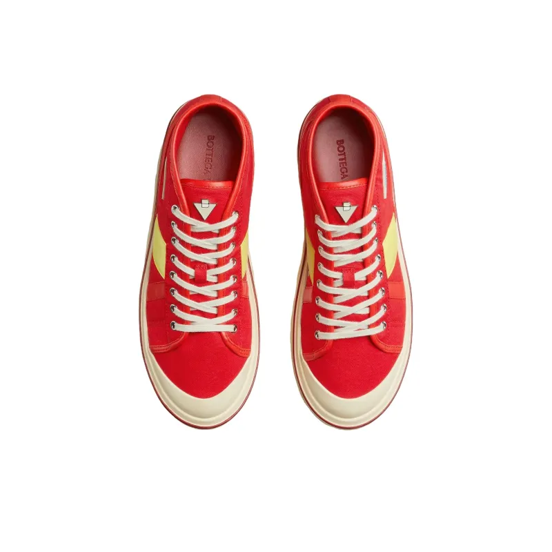 Bottega Veneta Eliot Mid Top Canvas Shoes Women's Red-3