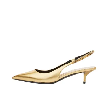 GUCCI Signoria Slim Heel High Heels 4.5cm Women's Gold