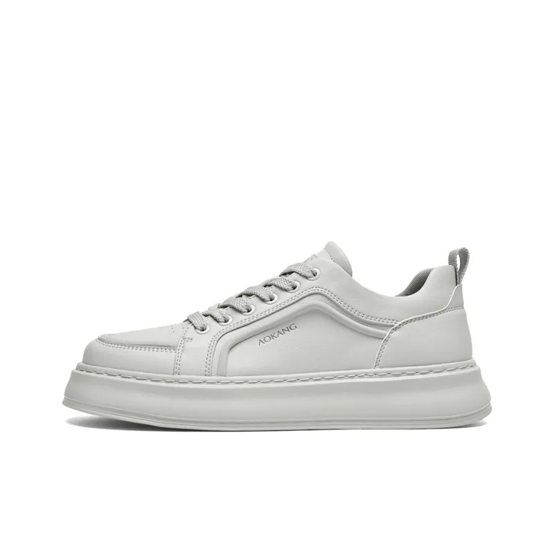 AOKANG Air Force One Series Skateboard Shoes Men Low Top Ecru, Gray-8