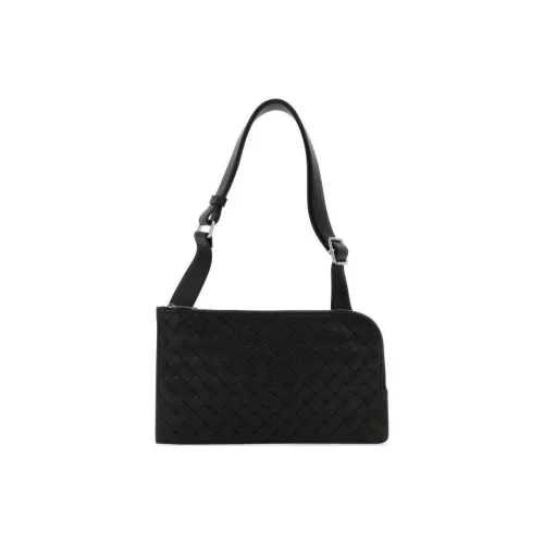 Bottega Veneta Leather Handheld One Shoulder Crossbody Fanny Pack Men's Black