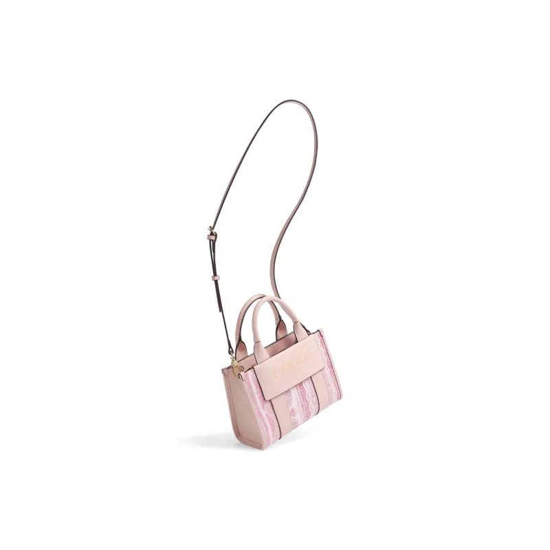 COOGI Synthetic Leather One Shoulder Handbag Regular Women's Pink/Ecru-5