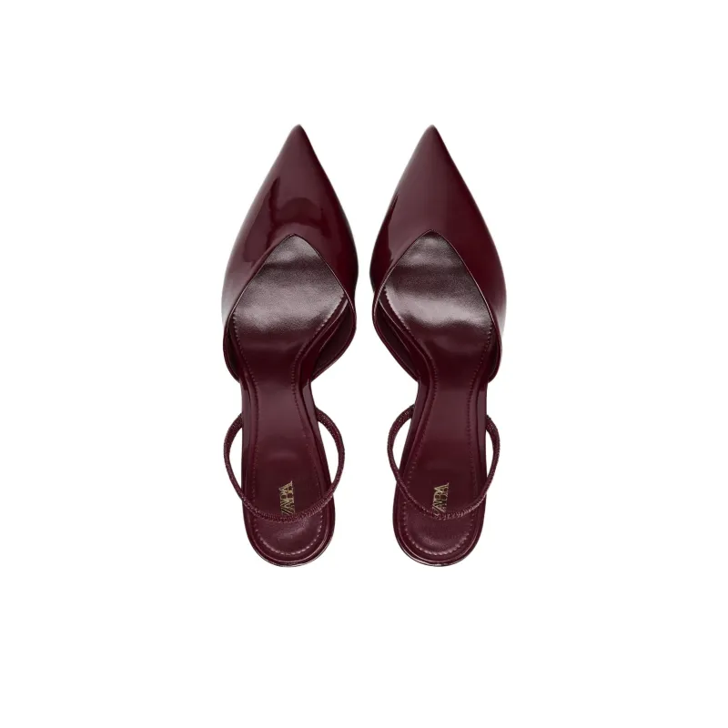 ZARA Slim Heel High Heels 8cm Women's Bright Red-3