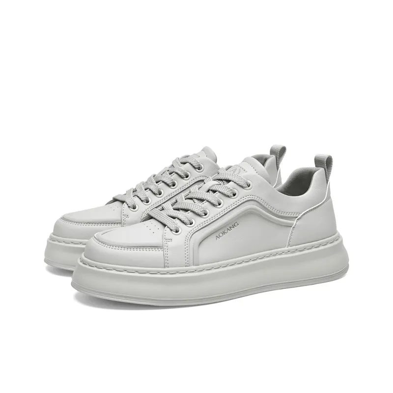 AOKANG Air Force One Series Skateboard Shoes Men Low Top Ecru, Gray-10