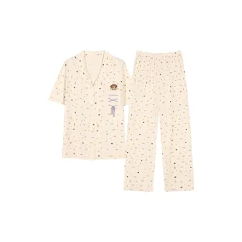 XIAFENYAN Pajama Set Women's Beige Yellow