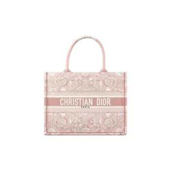 DIOR BookTote Cotton Tote Bag, Shopping Bag, Shoulder Bag, Handbag Medium Size Women's Peach Blossom Pink