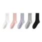 ① Fall Winter Fashion Versatile Crew Socks Combination (Milk White+Pink+Purple+Light Gray+Black)