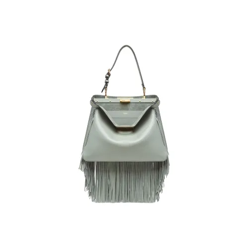 FENDI Peekaboo Leather Shoulder Bag Medium Size Women's Matcha Green