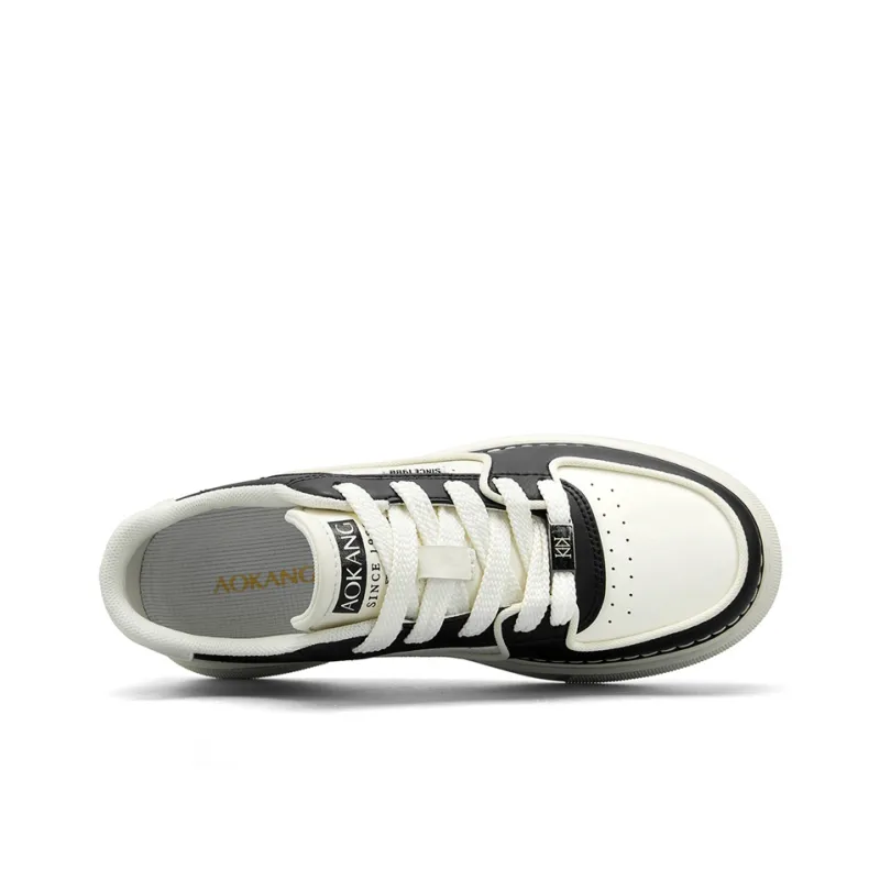 AOKANG Air Force One Series Skateboard Shoes Men Low Top White Green, Black White-11