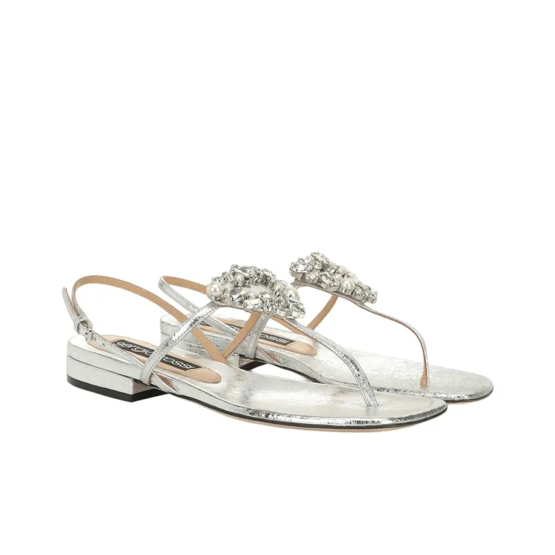 SERGIO ROSSI Godiva One Strap Sandals Women's Silver-2