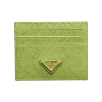 PRADA Saffiano Calfskin Card Holder Regular Women's Lawn Green