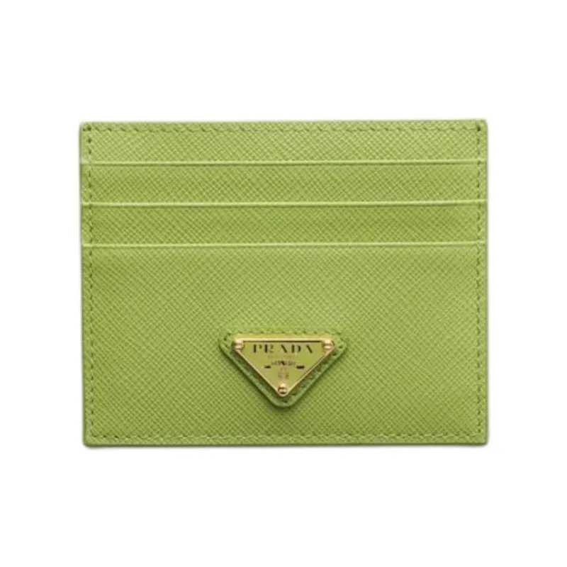 PRADA Saffiano Calfskin Card Holder Regular Women's Lawn Green-0