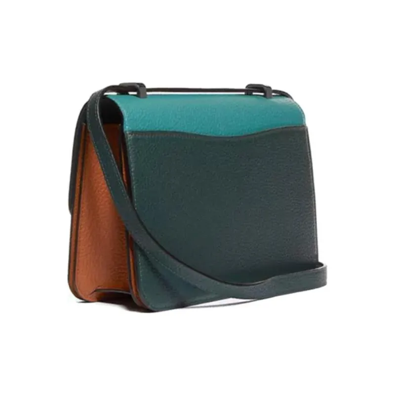 COACH Alie Leather Shoulder Bag, Crossbody Bag, Small Square Bag Women's Vintage Cyan-1