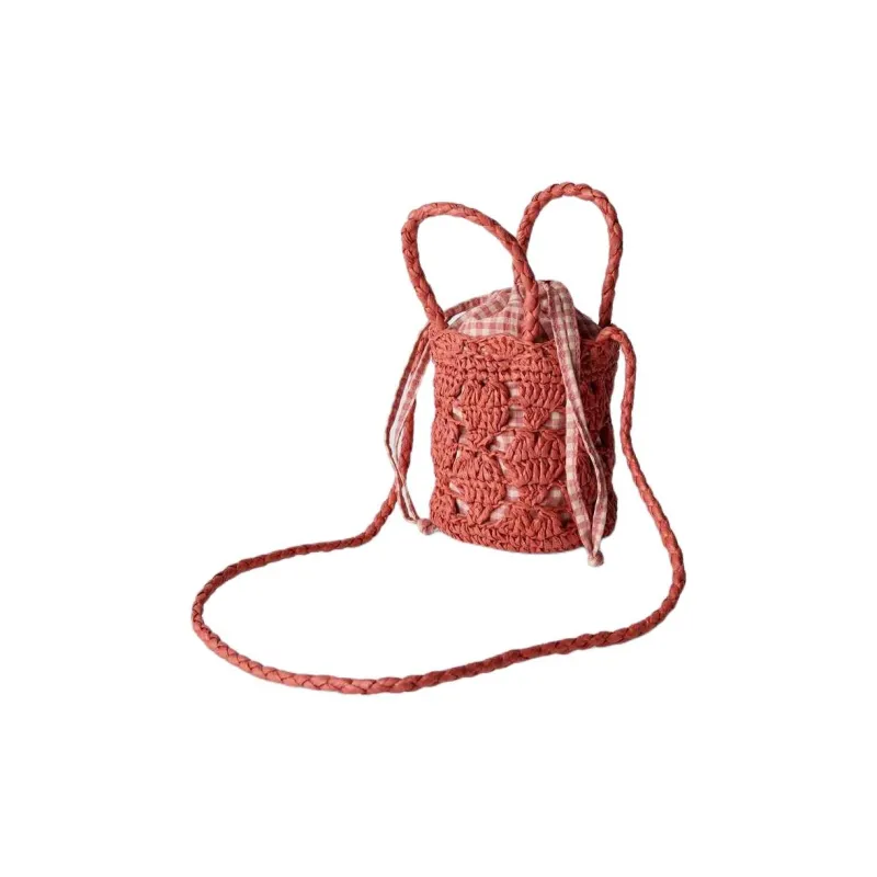 ZARA Cellulose Bucket Bags Shoulder Bag Crossbody Bag Handbag Kids' Red-2