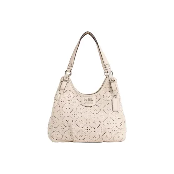 COACH Leather Hobo Man Shoulder Bag Large Size Women's Shell Pink