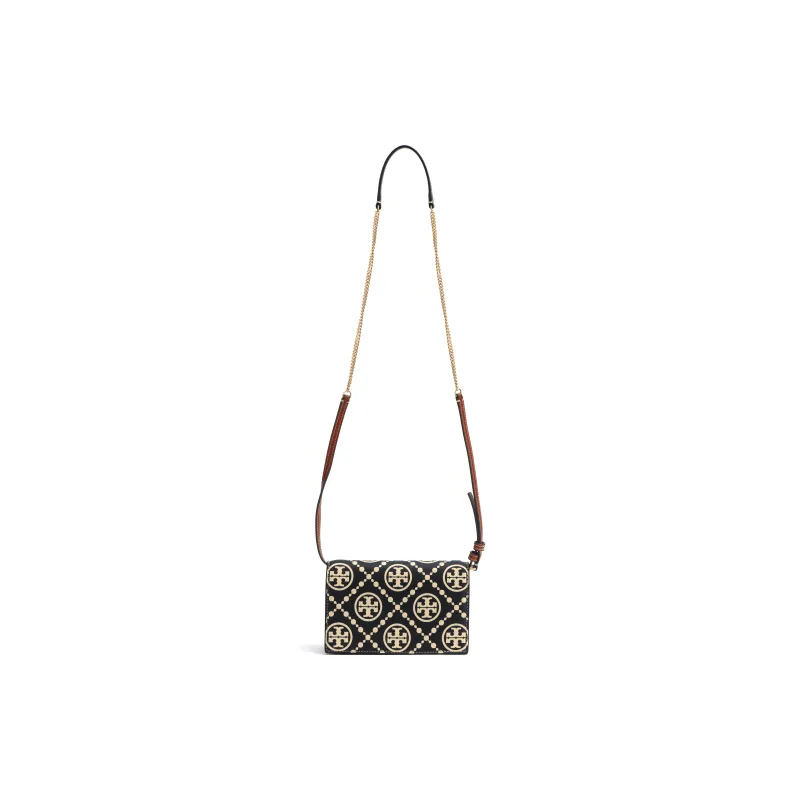 TORY BURCH T Monogram Genuine Leather Trim Shoulder Bag Crossbody Bag Regular Women's Black-2