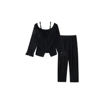 Sleeping Beauty Pajama Set Women's Elegant Black