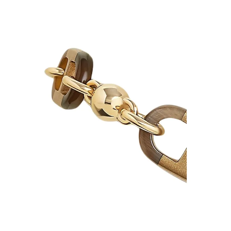 HERMES Cornered Metal Shell Pearl Bracelets Women's Brown-2