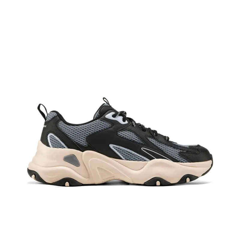 Skechers DLITES Cushioning Low Top Chunky Sneakers Men's Black Gray-1