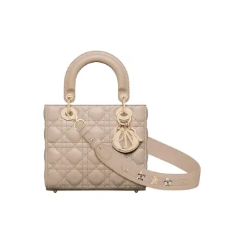 DIOR Lady Dior My ABCDior Sheepskin Lady Dior Bag, Shoulder Bag, Crossbody Bag, Handbag Small Size Women's Taupe