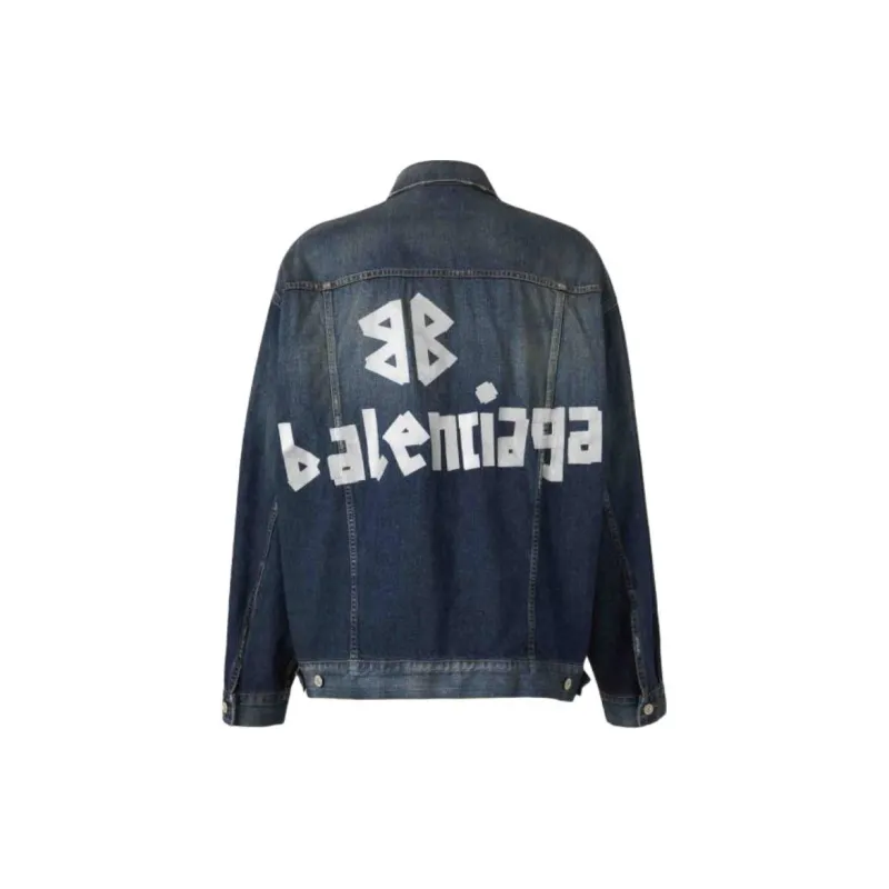 Balenciaga Logo Printed Oversized Denim Jacket-1