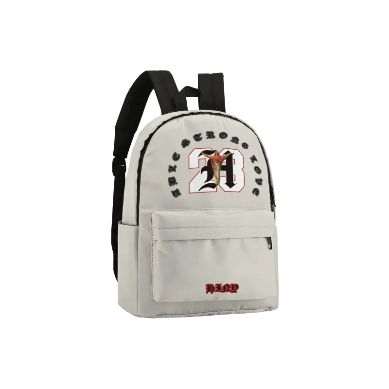 HINY Polyester Students Backpack Unisex White-2