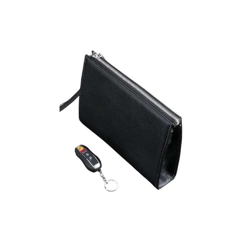 DOSRFINI Top Grain Cow Leather Clip-on Clutch Men's Black-3