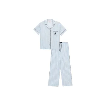 Victoria's Secret Pajama Set Women's Blue White Stripes