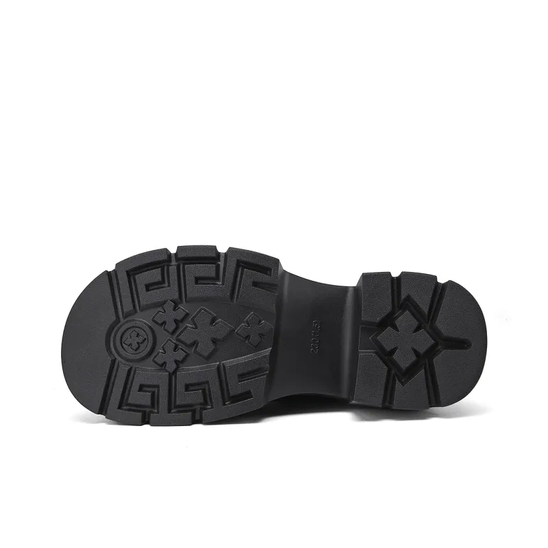 La Chapelle 6.5cm Platform Height Increasing British Style Small Leather Shoes Casual Single Shoes Women's Black-6