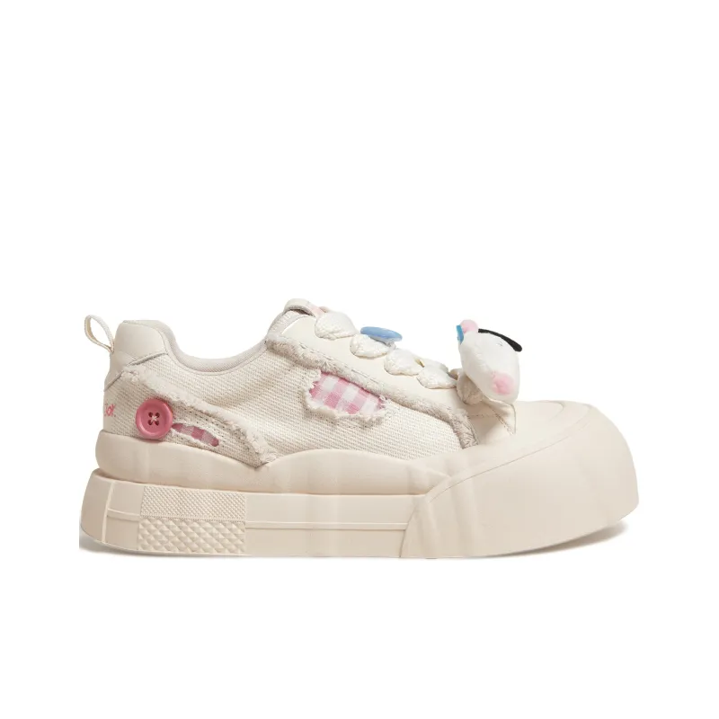 TTKJ Low-Top Skateboard Shoes Women's Sweet Peach White-1