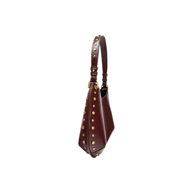 ZARA Polyurethane Handbag, Shoulder Bag Small Size Women's Dark Red Color-3