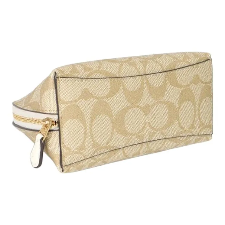COACH Canvas Clutch Makeup Bag Women's Light Khaki-3