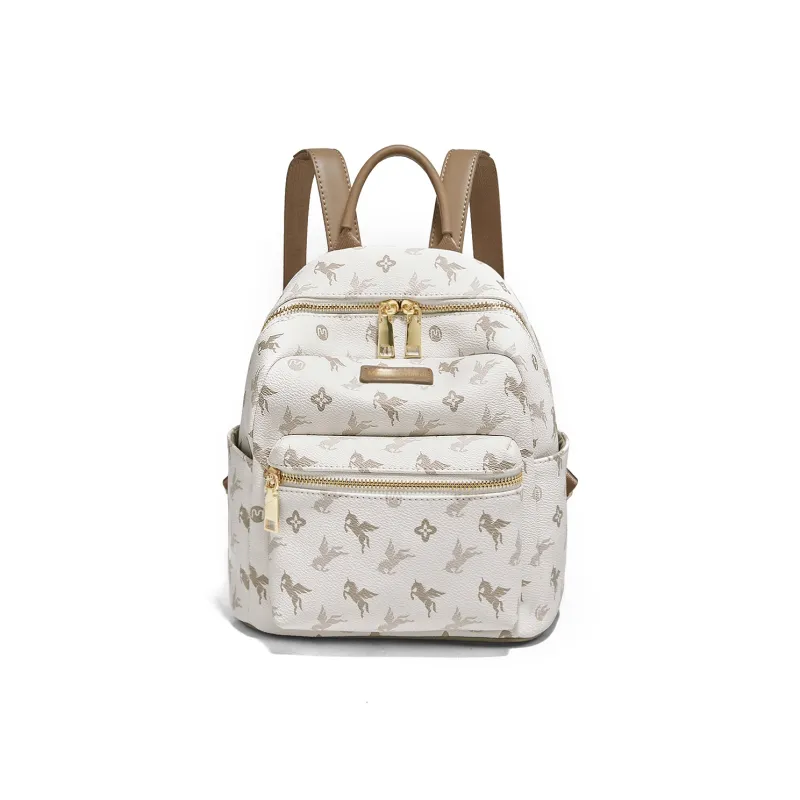 Marino Orlandi Synthetic Leather Backpack Large Size Women's Ecru-2
