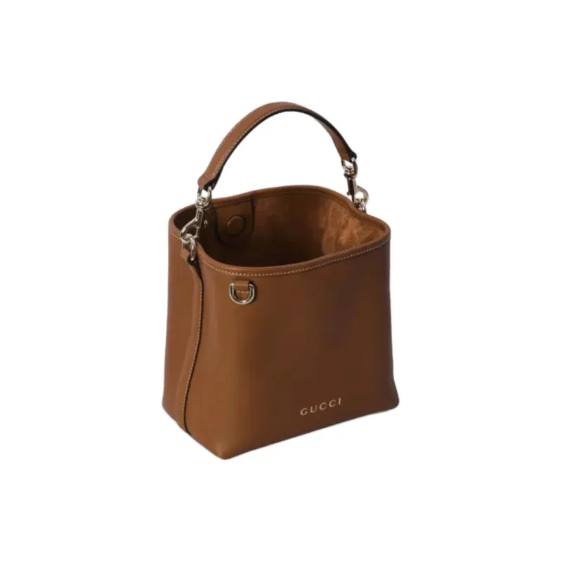 GUCCI Calfskin Bucket Bags One Shoulder Handbags Mini Women's Brown-3